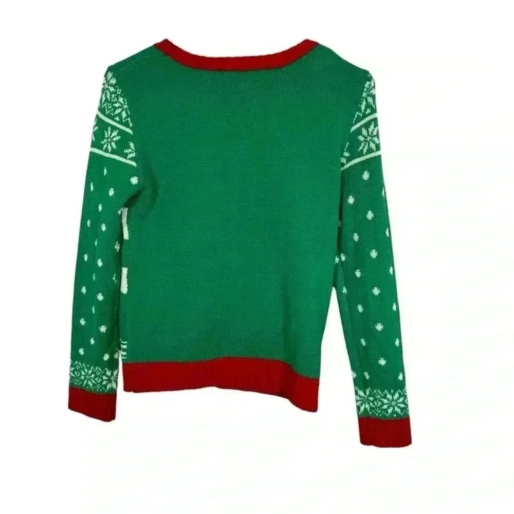 It's Our Time Polar Bear Christmas Ugly Holiday Sweater Girls Size Large - Picture 2 of 10